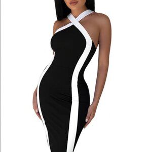 NWT Fashion Nova Halter Dress- Size S, Boss Moves Bandage Midi Dress, Bodycon